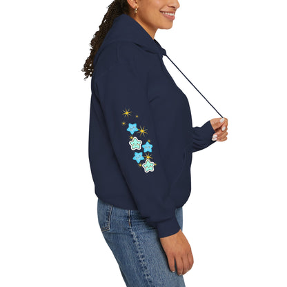 Bright Shoot for the Moon. Even if you miss, you'll land among the stars Hoodie - Cute Starry Moon Graphic