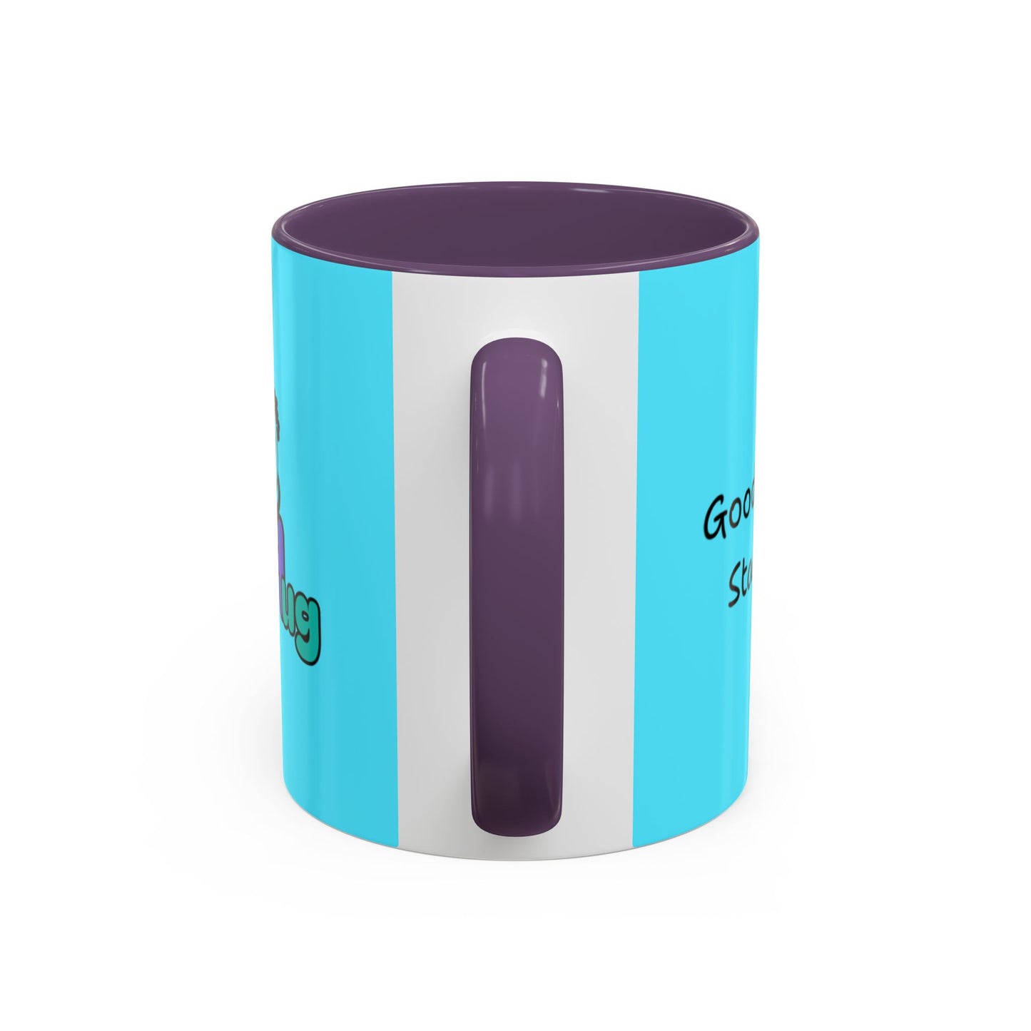 'Good Morning Starshine' Neon Cheerful Coffee Mug by PositiveHug - Turquoise exterior