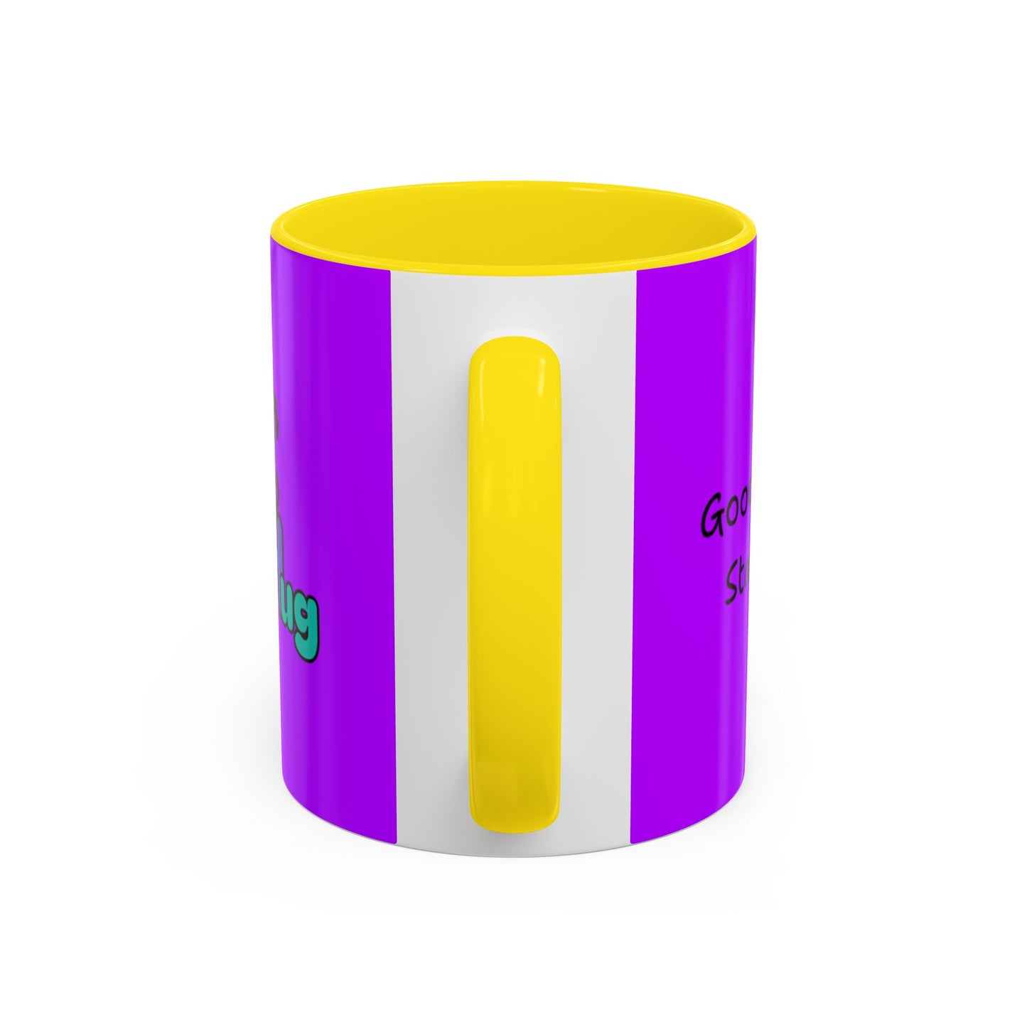 'Good Morning Starshine' Neon Cheerful Coffee Mug by PositiveHug - Purple exterior