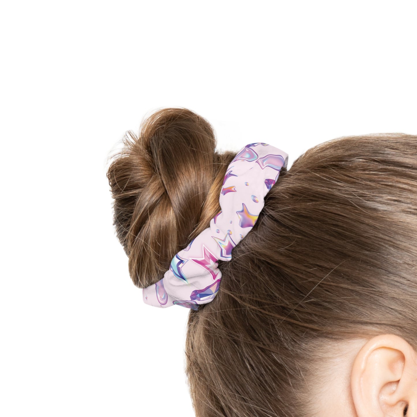 Pastel Star & Hearts Scrunchie — Cute Hair Accessory | PositiveHug
