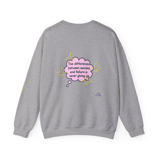 Never Giving Up motivational quote Sweatshirt | Pink speech bubble, stars, women supporting women
