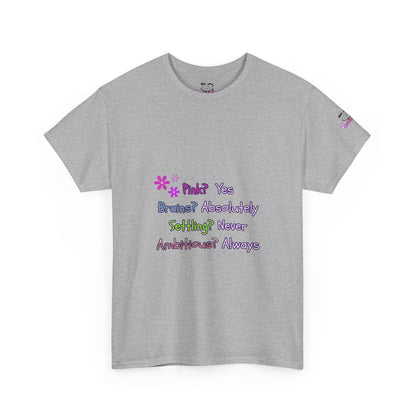 Women's Empowerment Slogan T-Shirt — "Pink? Yes. Brains? Absolutely." | PositiveHug