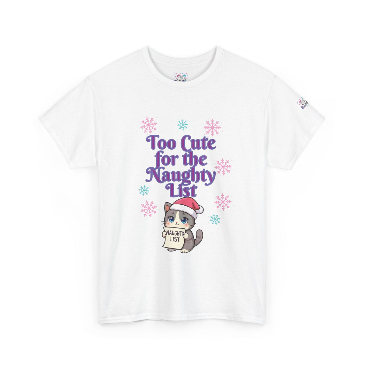 Christmas Cat T-Shirt, Too Cute for the Naughty List | PositiveHug
