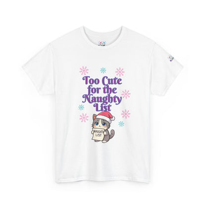 Christmas Cat T-Shirt, Too Cute for the Naughty List | PositiveHug