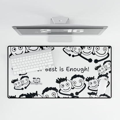 'Your Best is Enough!' Desk Mat by PositiveHug - All Over Logo Design - Fun Office Decor Unique Gift Idea