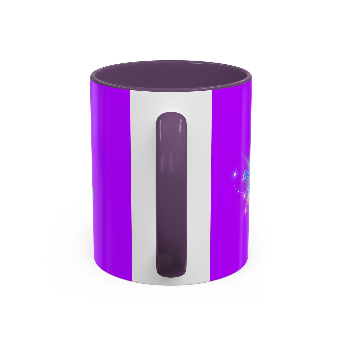 Good Morning Starshine - Neon Cheerful Coffee Mug by PositiveHug - Purple exterior