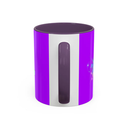 Good Morning Starshine - Neon Cheerful Coffee Mug by PositiveHug - Purple exterior