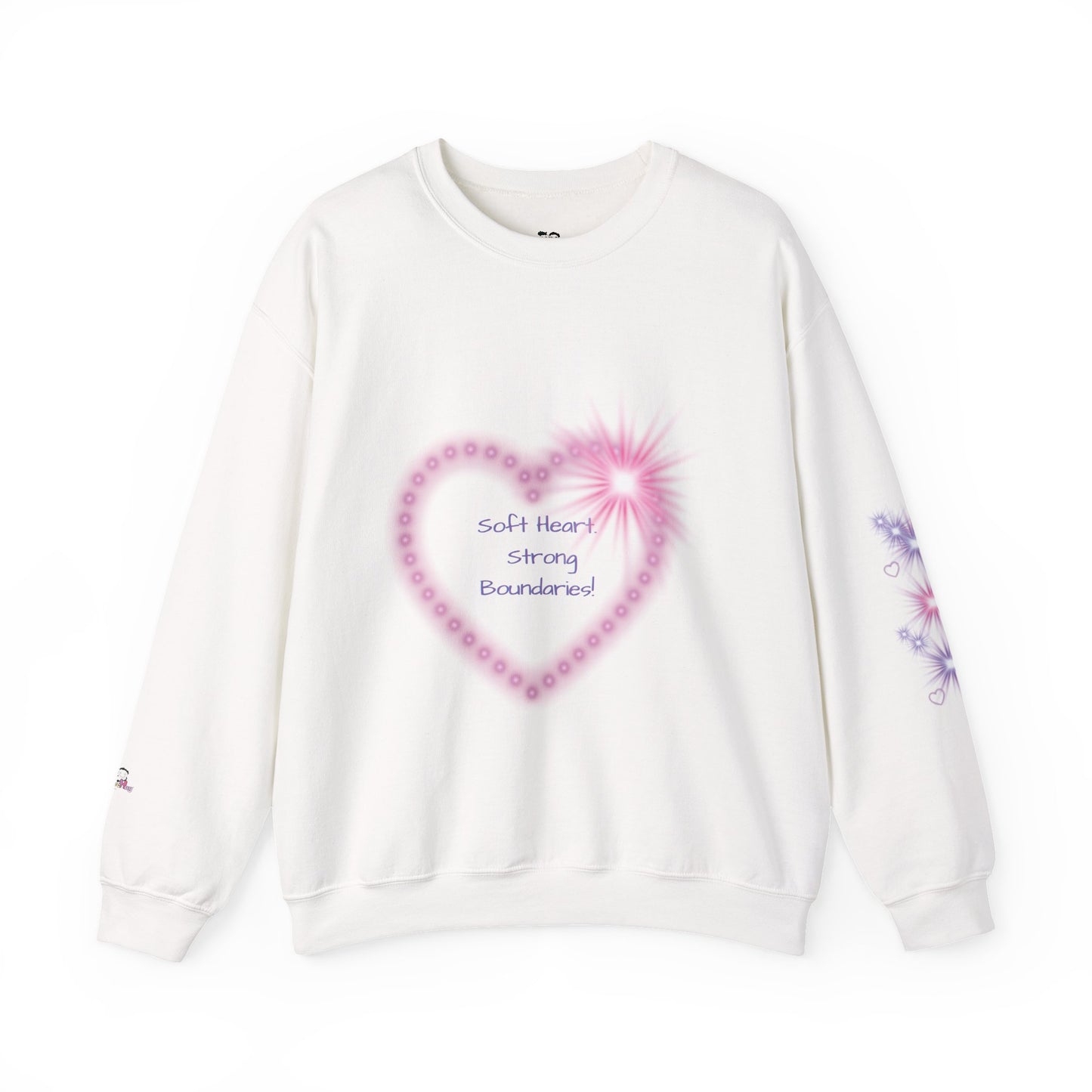 Heart Neon Crewneck Sweatshirt — “Soft Heart Strong Boundaries” Cosy Graphic Sweatshirt