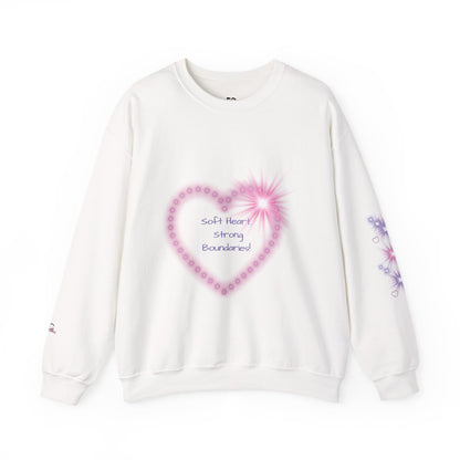 Heart Neon Crewneck Sweatshirt — “Soft Heart Strong Boundaries” Cosy Graphic Sweatshirt