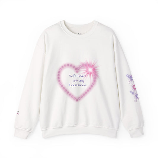 Heart Neon Crewneck Sweatshirt — “Soft Heart Strong Boundaries” Cosy Graphic Sweatshirt
