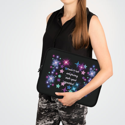 Sparkle Stars Laptop Sleeve — "Don't let anything dull your sparkle!" Inspirational Glitter Tech Case