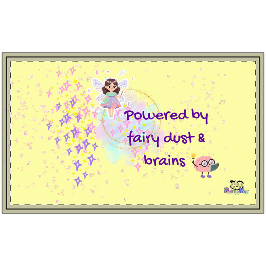 Doormat -  "Powered by Fairy Dust & Brains" Yellow Welcome Mat