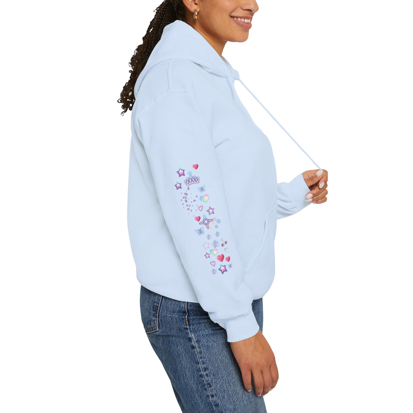 Cute PositiveHug Logo Hoodie with Hearts - Back Graphic
