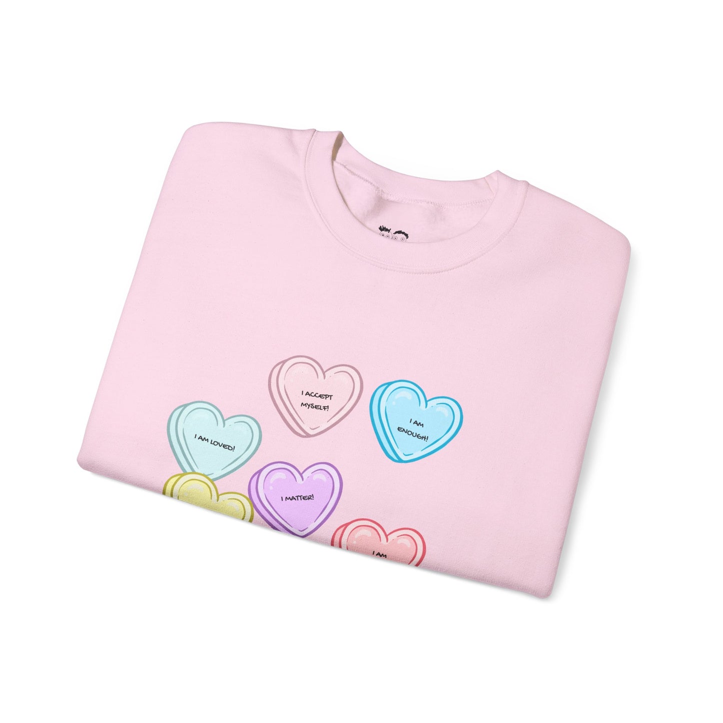 Self-Love Candy Hearts Affirmation Crewneck Sweatshirt