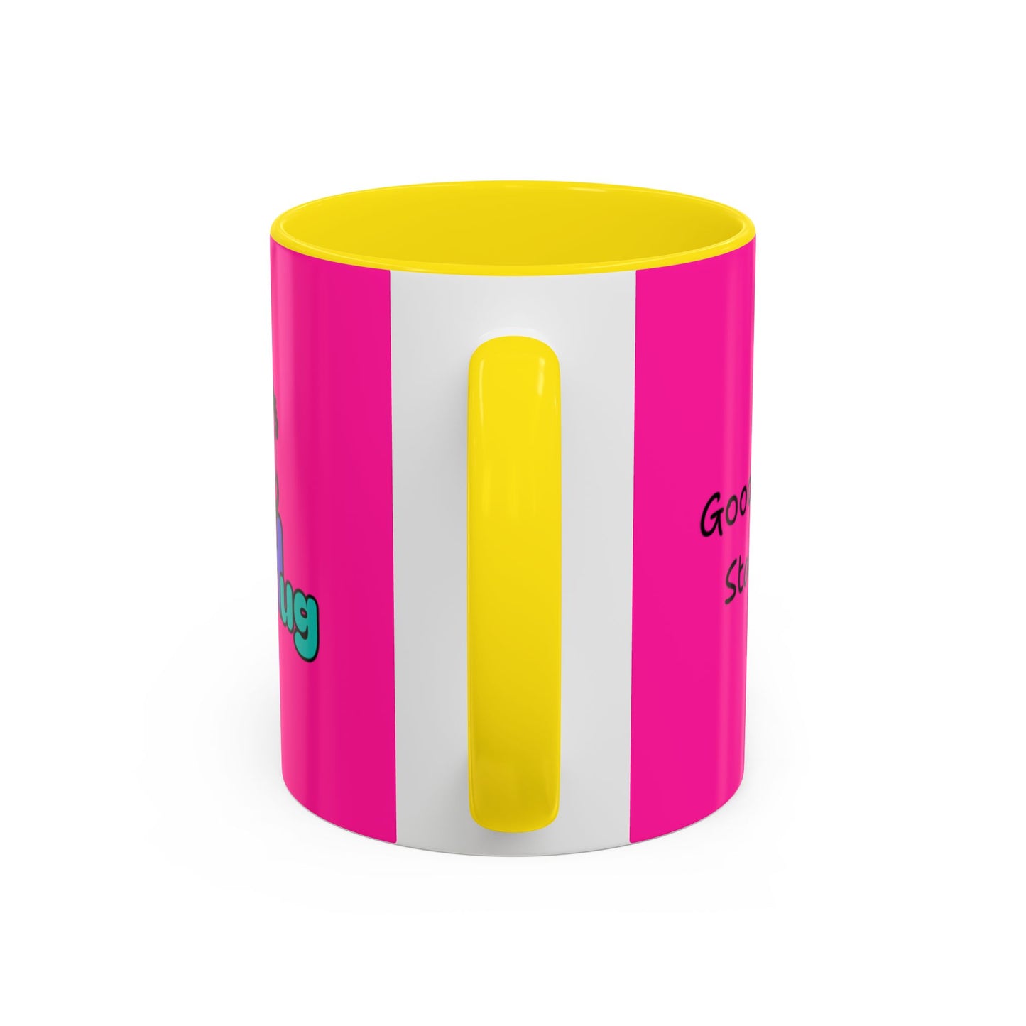 'Good Morning Starshine' Neon Cheerful Coffee Mug by PositiveHug - Pink exterior