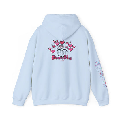 Cute PositiveHug Logo Hoodie with Hearts - Back Graphic