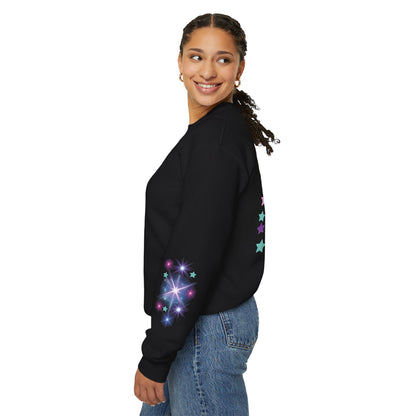 Crewneck Sweatshirt — "Don't Let Anything Dull Your Sparkle" Glitter Star Back Graphic