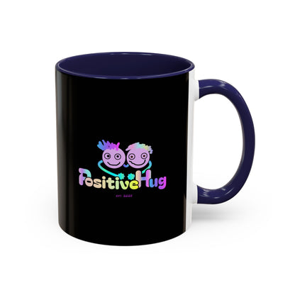 Bright Positivity Good Morning Starshine Neon Cheerful Coffee Mug by PositiveHug - Black exterior