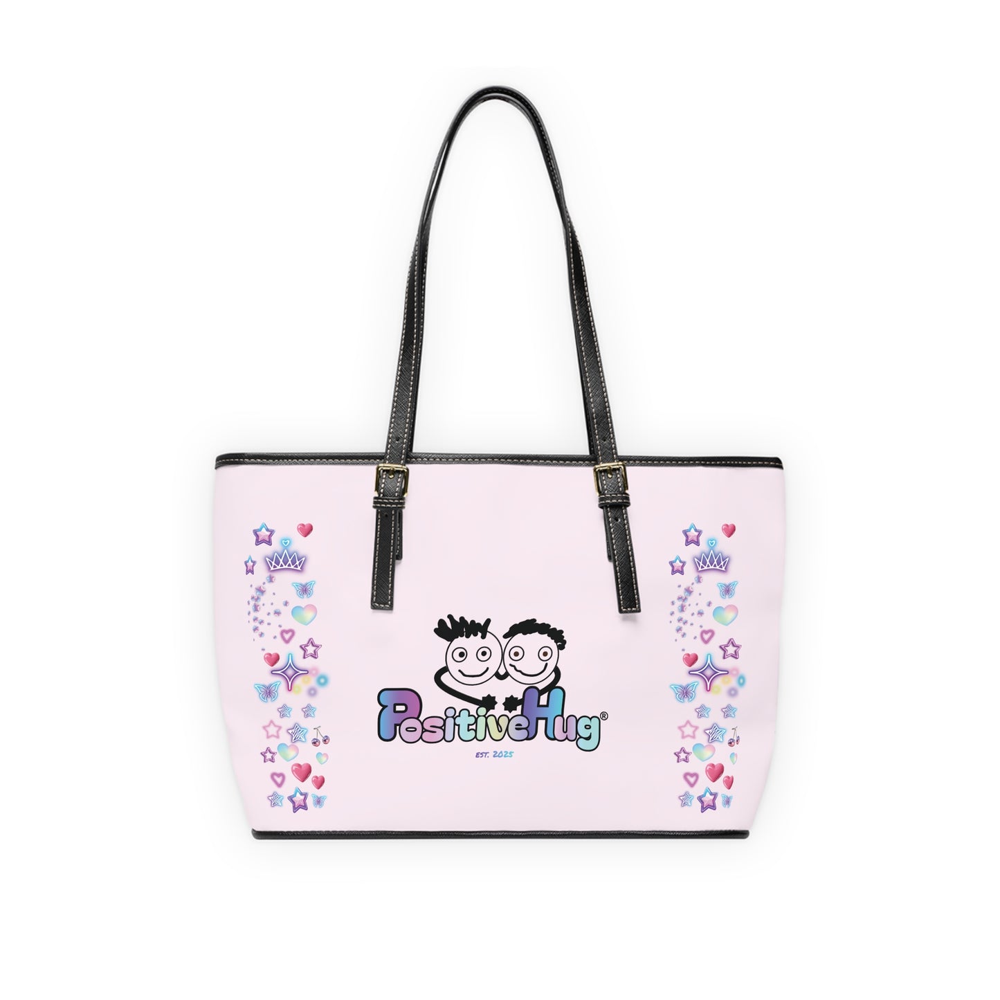 Cute AF Pink Vegan Leather Shoulder Bag — Kawaii Graphic Tote | PositiveHug