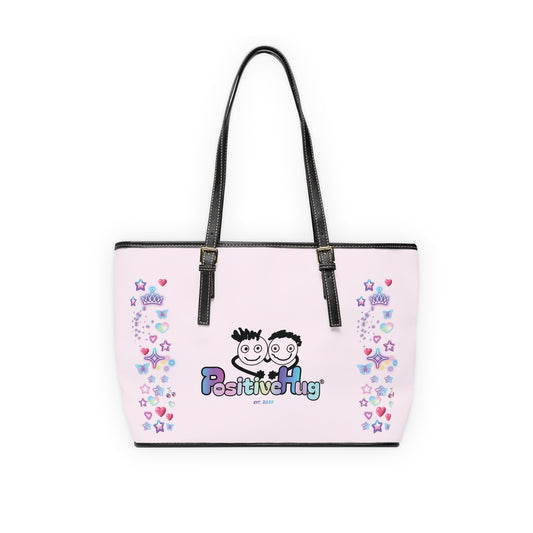 Cute AF Pink Vegan Leather Shoulder Bag — Kawaii Graphic Tote | PositiveHug