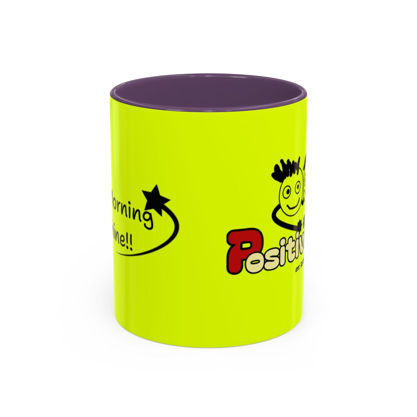 'Good Morning Starshine' Neon Cheerful Coffee Mug by PositiveHug - Yellow exterior