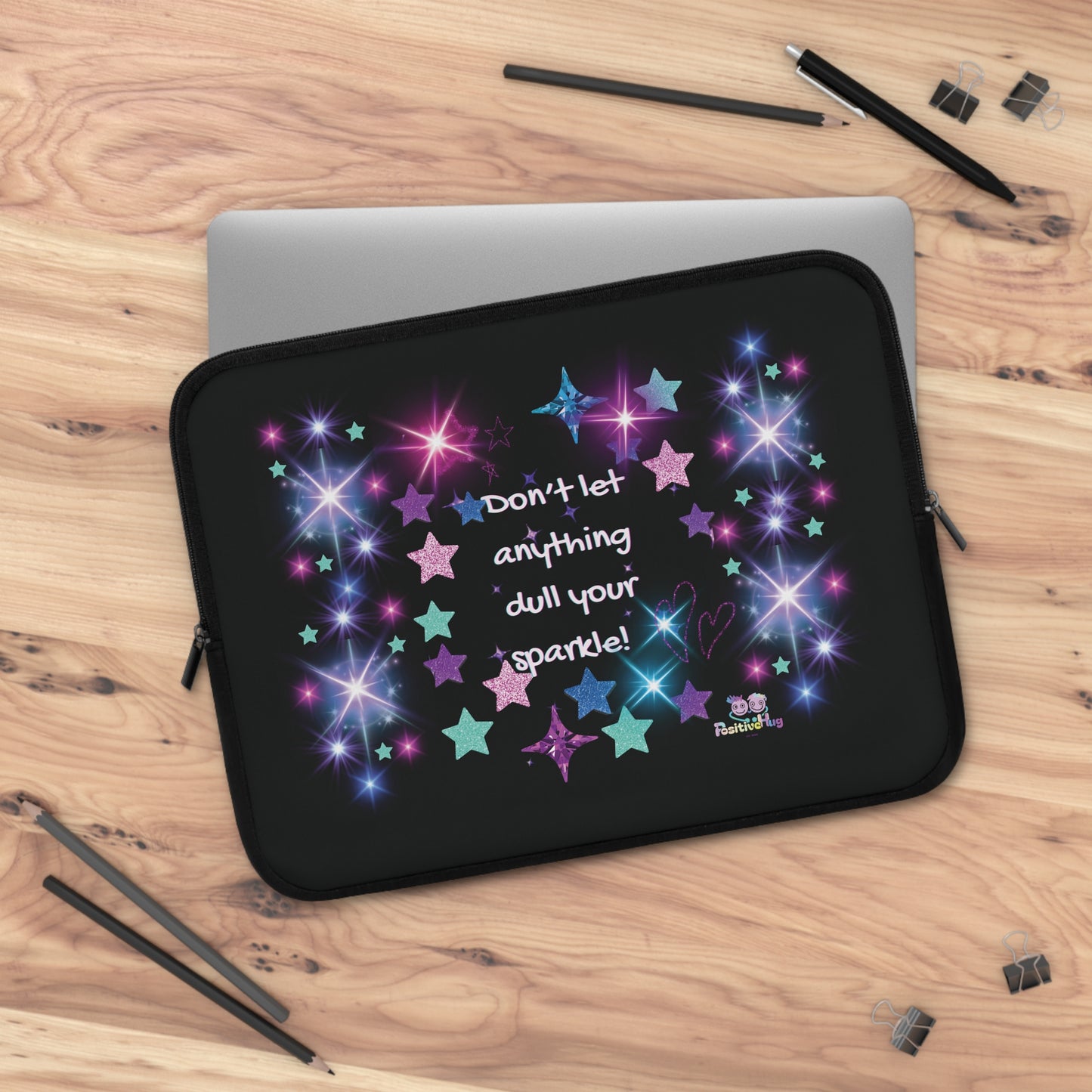 Sparkle Stars Laptop Sleeve — "Don't let anything dull your sparkle!" Inspirational Glitter Tech Case