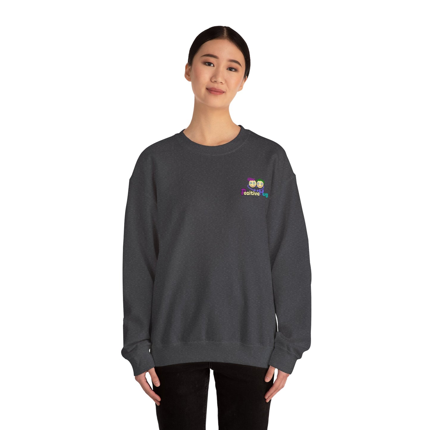 'Hey Good Luck! x ' Motivational Crewneck Sweatshirt Unisex, Quote on back