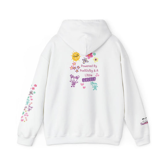"Powered by Positivity & a Little Delulu" Cute Pastel Graphic Hoodie | PositiveHug