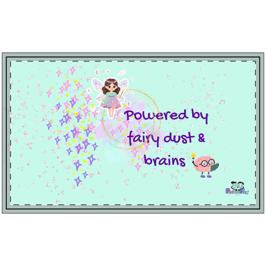 Doormat -  "Powered by Fairy Dust & Brains" Green Welcome Mat