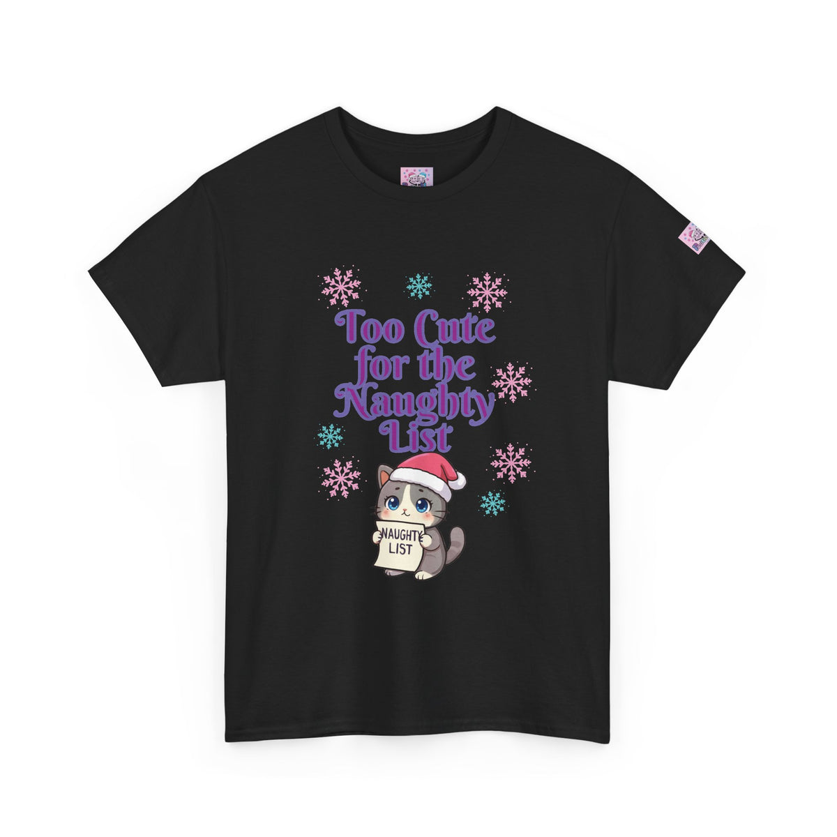 Christmas Cat T-Shirt, Too Cute for the Naughty List | PositiveHug