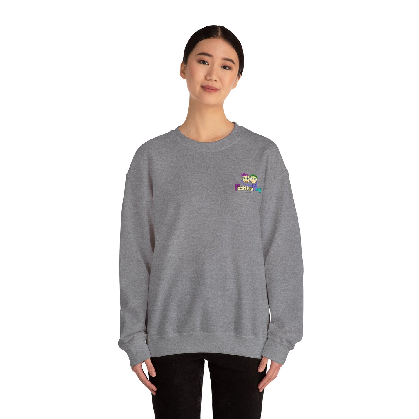 'Hey Good Luck! x ' Motivational Crewneck Sweatshirt Unisex, Quote on back