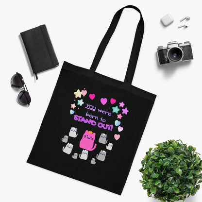 You Were Born to Stand Out — Cute Cat Cotton Tote Bag