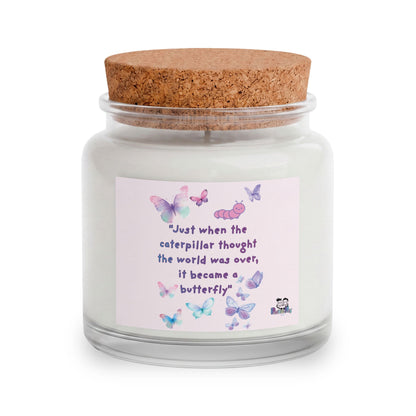 Candle, Cosy Blanket, Crochet Flower Bouquet & Bow Gift Set – "Just when the caterpillar thought the world was over..." | PositiveHug