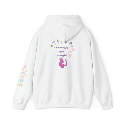 Kindness Is Your Strength  — Pastel Hearts & Stars Motivational Hoodie