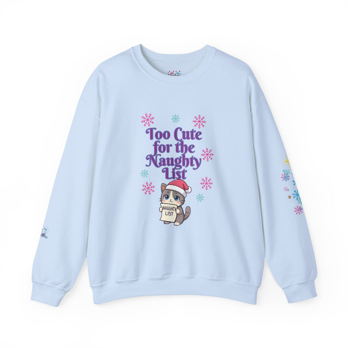 Christmas Cat Sweatshirt, Too Cute for the Naughty List | PositiveHug