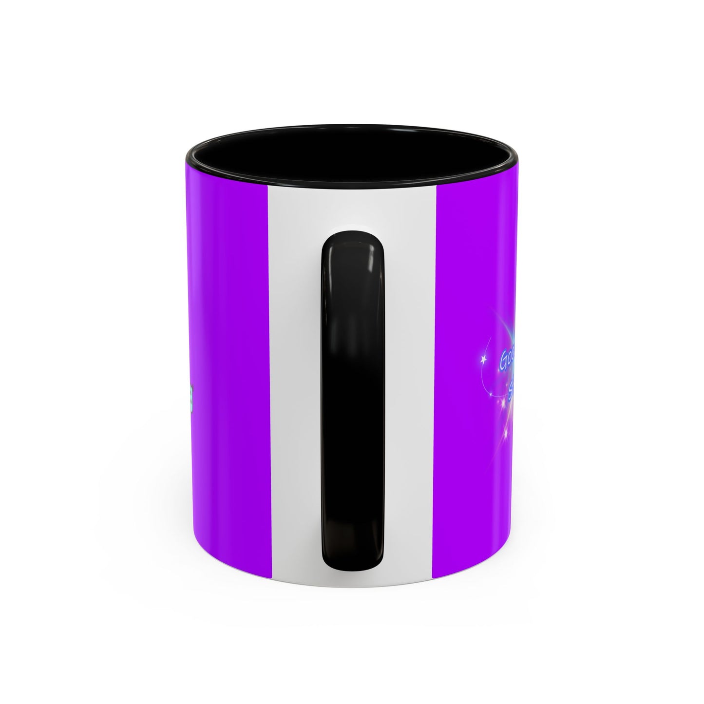 Good Morning Starshine - Neon Cheerful Coffee Mug by PositiveHug - Purple exterior