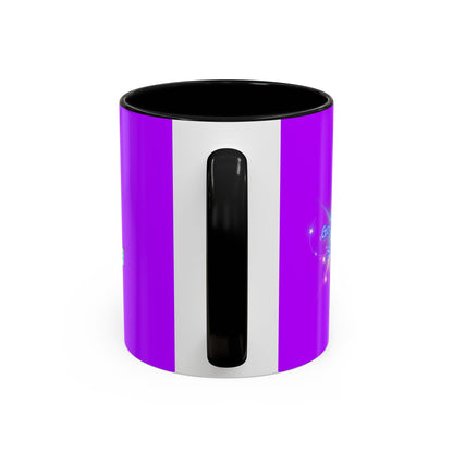 Good Morning Starshine - Neon Cheerful Coffee Mug by PositiveHug - Purple exterior