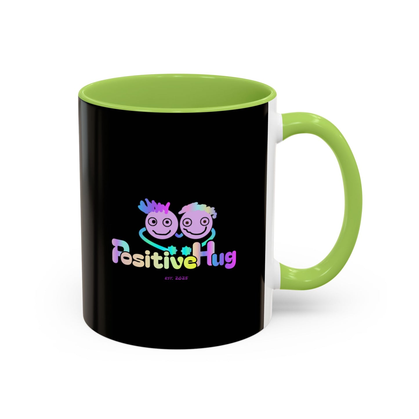 Bright Positivity Good Morning Starshine Neon Cheerful Coffee Mug by PositiveHug - Black exterior