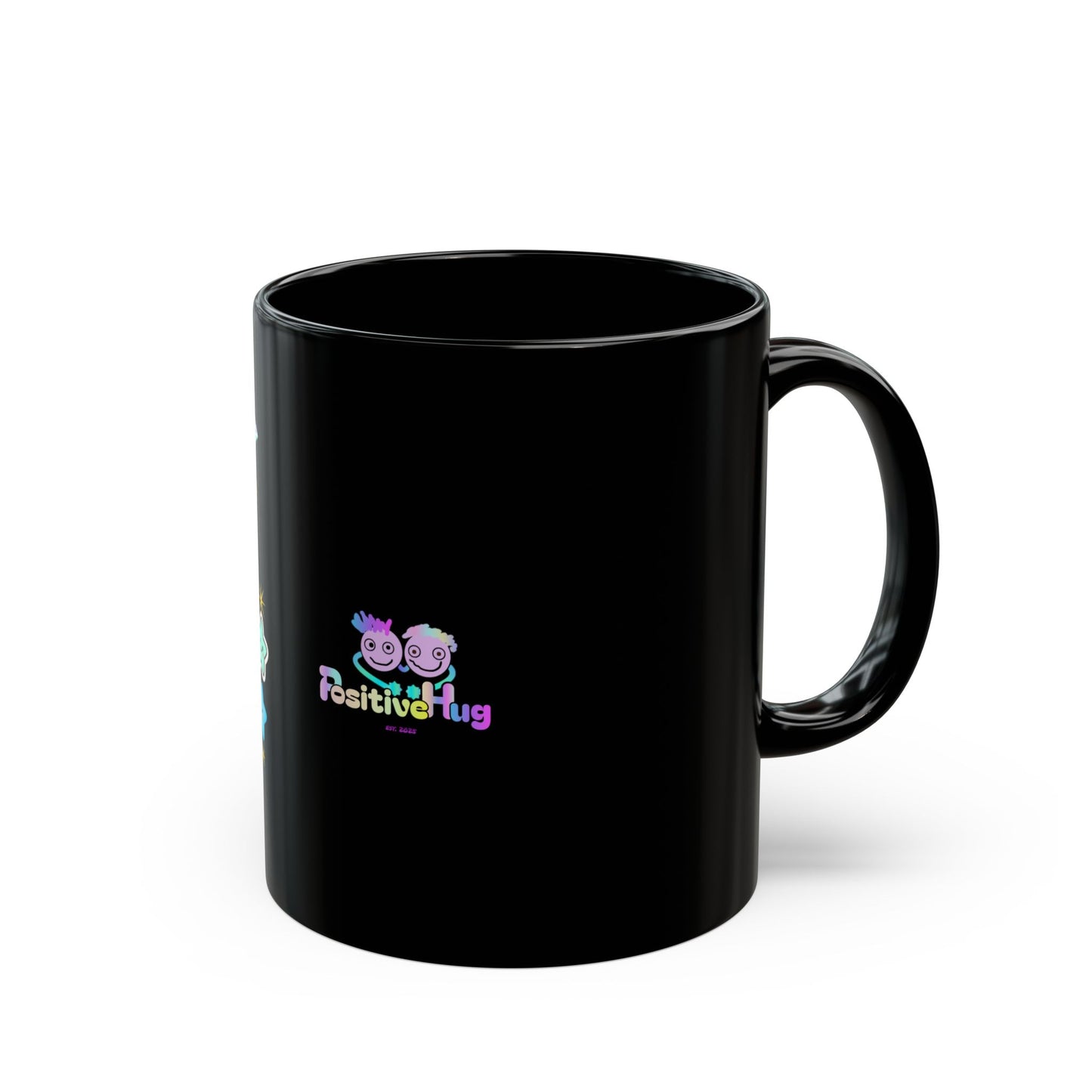 Shoot for the Moon Inspirational Black Mug — Cute Pastel Design | PositiveHug