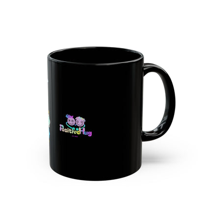 Shoot for the Moon Inspirational Black Mug — Cute Pastel Design | PositiveHug