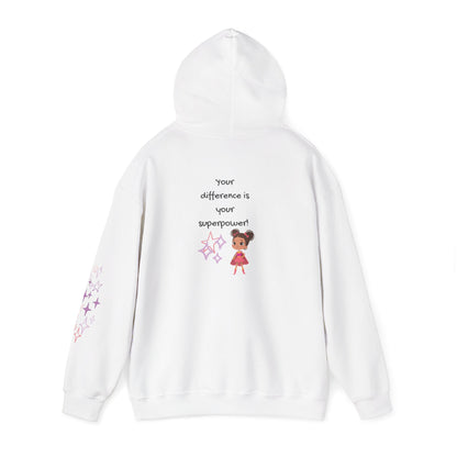 Your Difference Is Your Superpower -  Female Empowerment Graphic Hoodie - Graphic Back