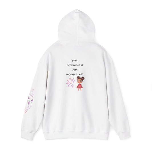 Your Difference Is Your Superpower -  Female Empowerment Graphic Hoodie - Graphic Back