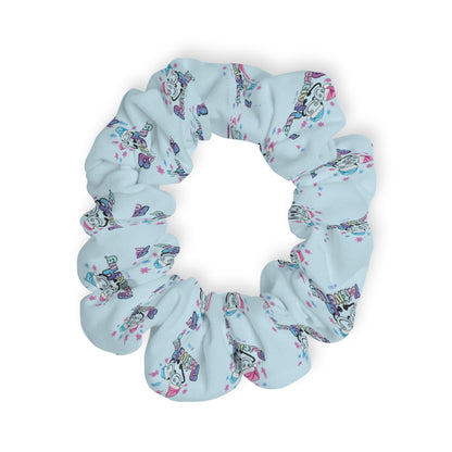 Pastel Blue Festive Logo Hair Scrunchie | PositiveHug