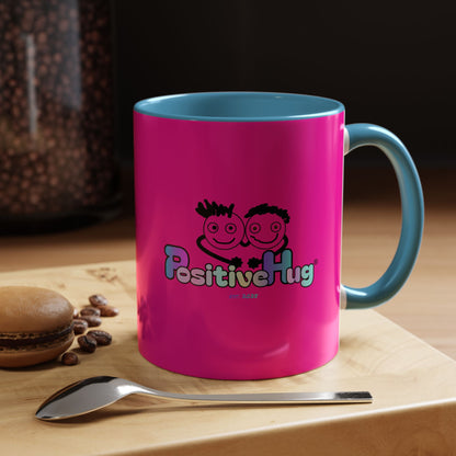 Bright Positivity - Good Morning Starshine' Cute Cheerful Coffee Mug by PositiveHug - Pink exterior