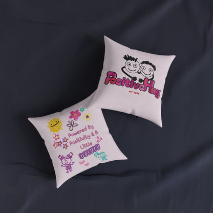 "Powered by Positivity & A Little Delulu" Cute Square Cushion | PositiveHug
