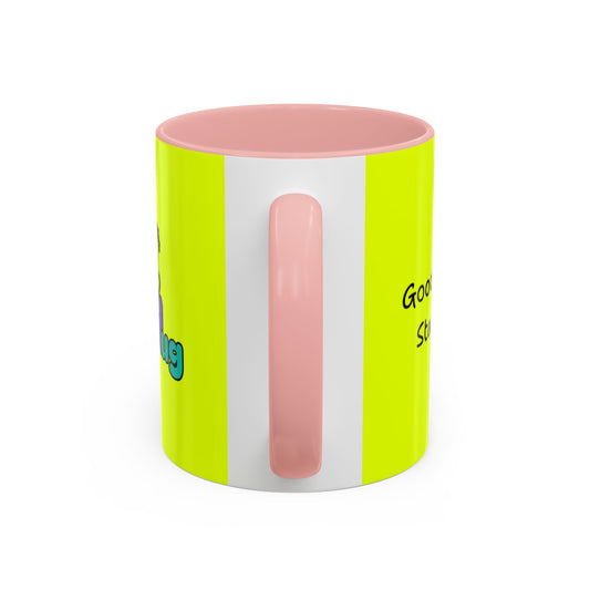 'Good Morning Starshine' Neon Cheerful Coffee Mug by PositiveHug - Yellow exterior