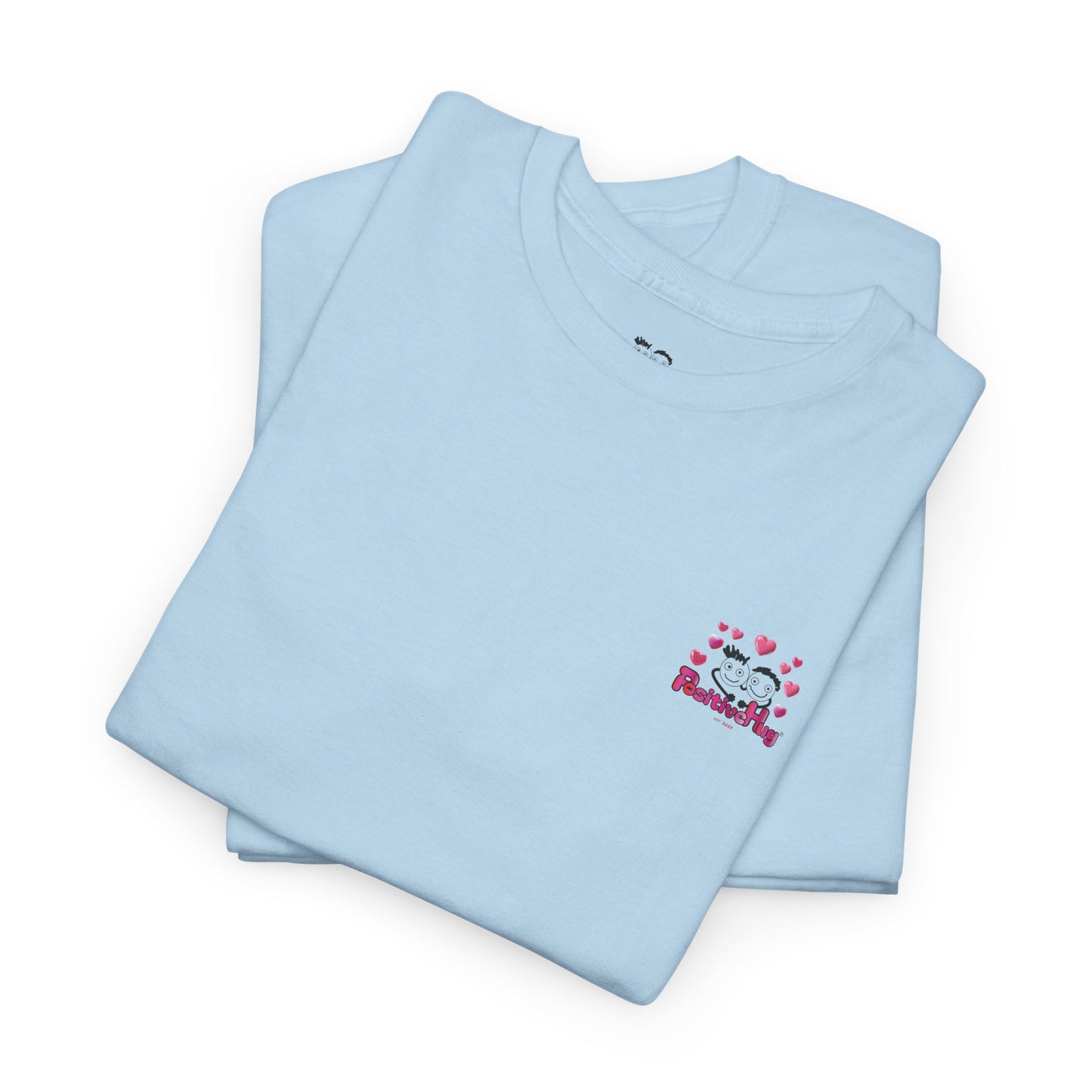 Cute PositiveHug logo with love hearts tee