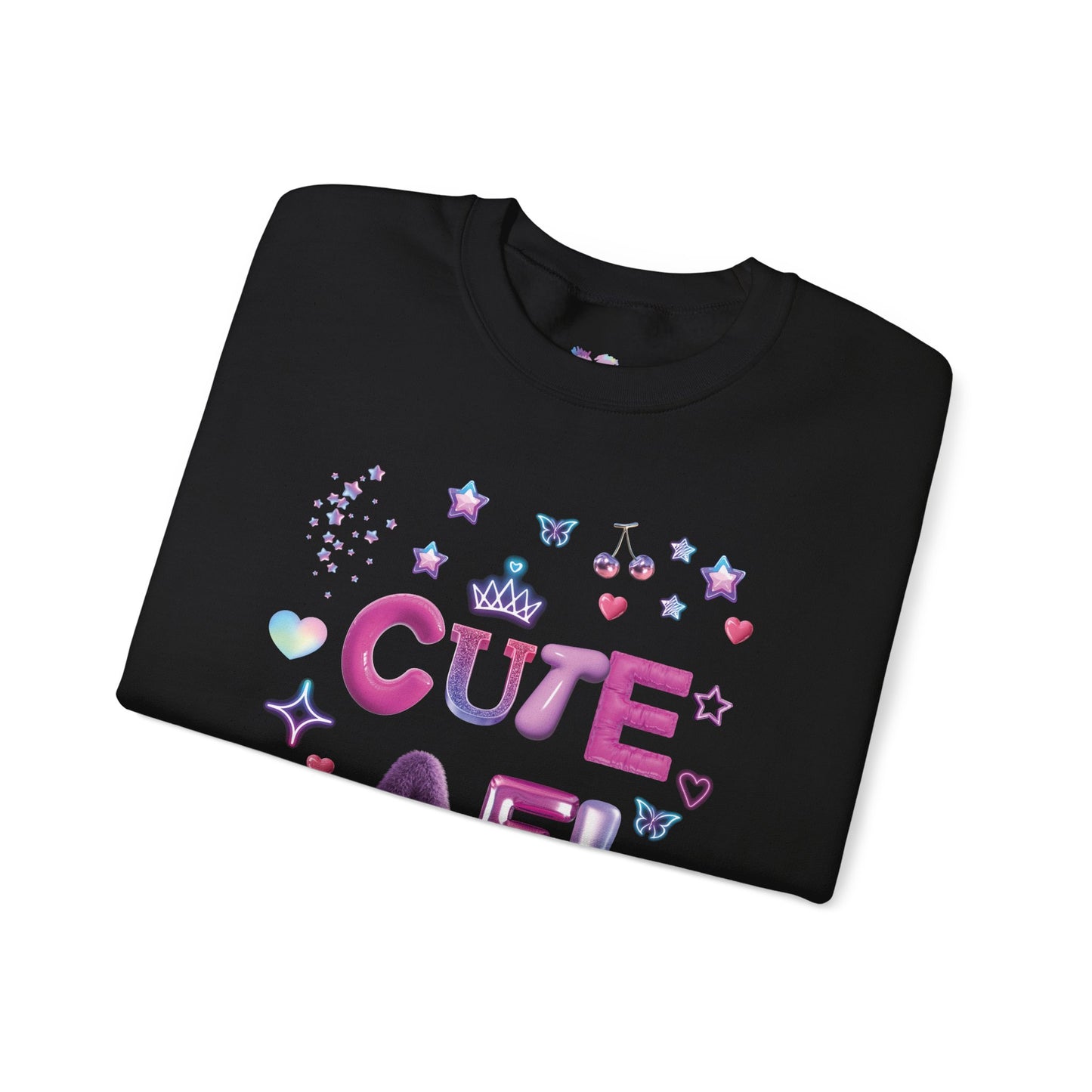 "Cute AF!" Kawaii Pastel Hearts & Stars Graphic Sweatshirt | PositiveHug