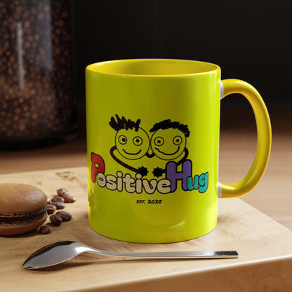 'Good Morning Starshine' Neon Cheerful Coffee Mug by PositiveHug - Yellow exterior