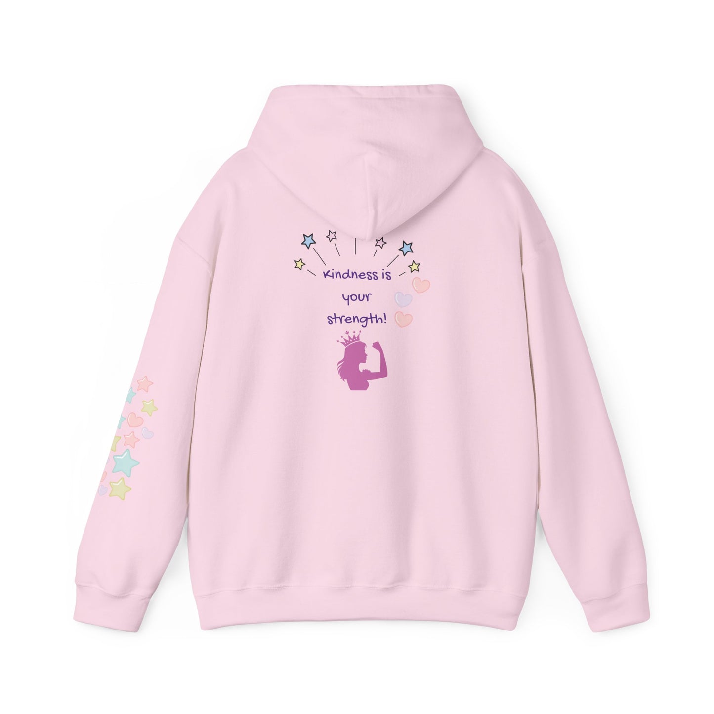 Kindness Is Your Strength  — Pastel Hearts & Stars Motivational Hoodie